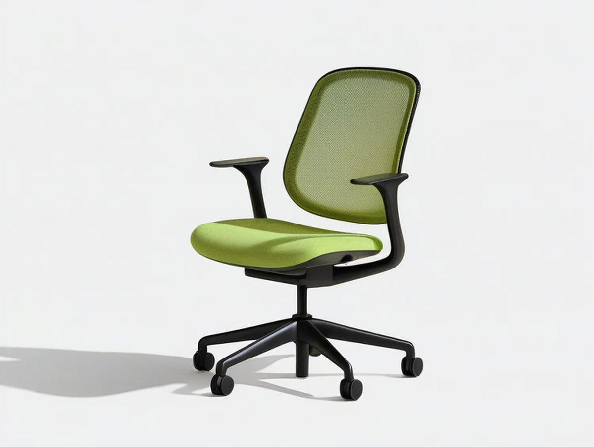 Ergonomic Green Mesh Office Chair with Adjustable Height, Black Base, 25.6 x 25.6 x 38.6-42.5 in