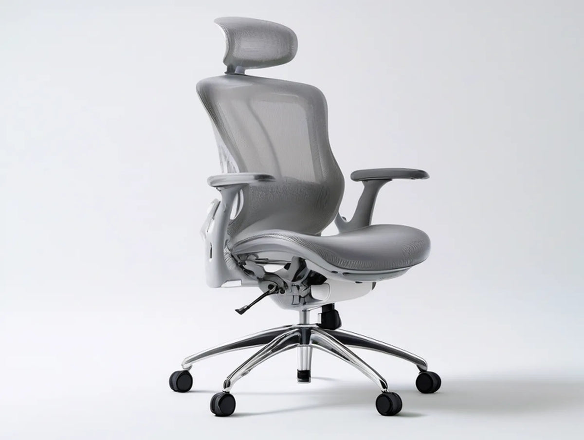 Ergonomic High-Back Mesh Office Chair with Adjustable Headrest, Gray, 26.4 x 26.4 x 46.1-50.0 in