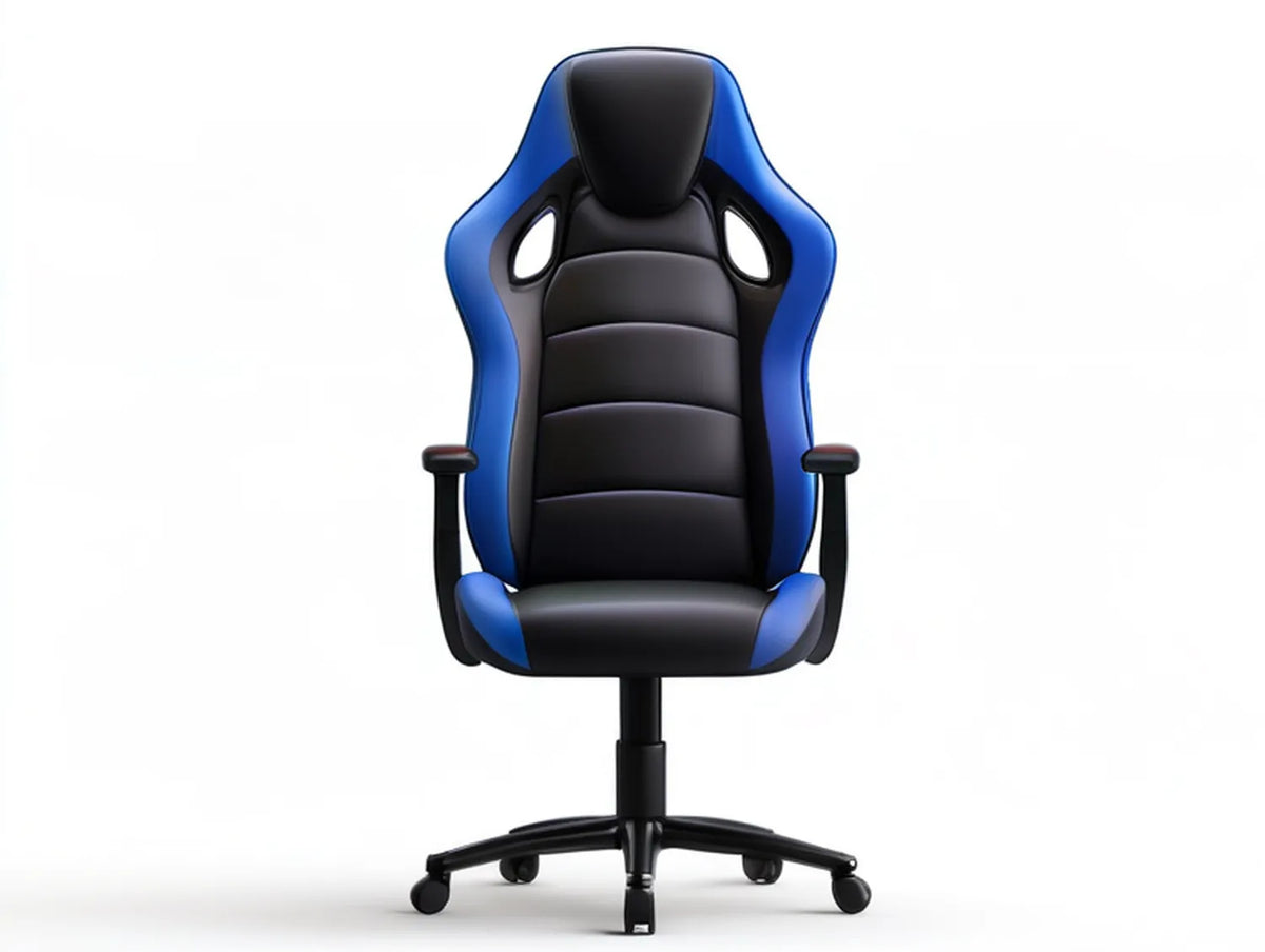 Ergonomic High-Back Gaming Chair, Black and Blue, 26 x 26 x 45-49 in