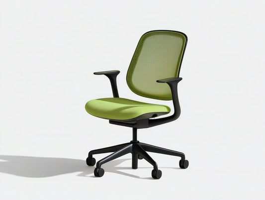 Ergonomic Green Mesh Office Chair with Adjustable Height, Black Base, 25.6 x 25.6 x 38.6-42.5 in