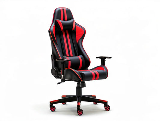 High-Back Racing Style Gaming Chair, Black/Red PU Leather, 26.8 x 26.8 x 48.0-51.2 in