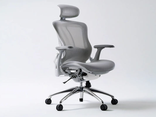 Ergonomic High-Back Mesh Office Chair with Adjustable Headrest, Gray, 26.4 x 26.4 x 46.1-50.0 in