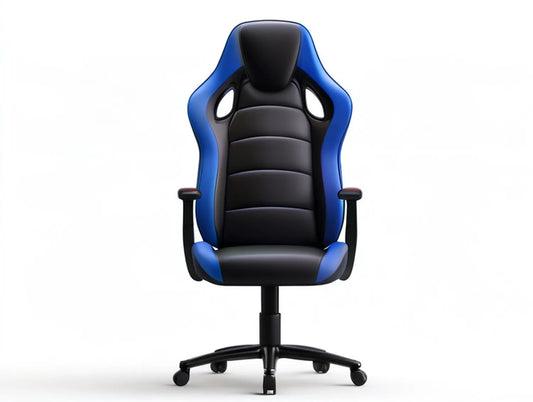 Ergonomic High-Back Gaming Chair, Black and Blue, 26 x 26 x 45-49 in