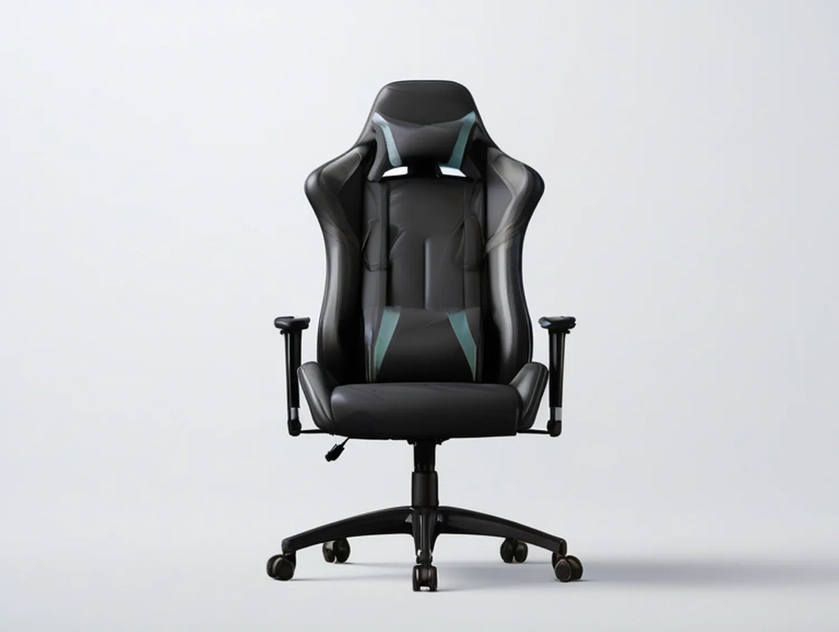 Ergonomic High-Back Gaming Chair with Adjustable Armrests, Black/Teal, 27.6 x 27.6 x 49.2-53.1 in