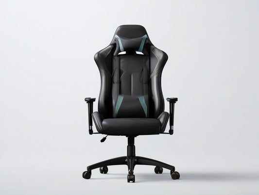 Ergonomic High-Back Gaming Chair with Adjustable Armrests, Black/Teal, 27.6 x 27.6 x 49.2-53.1 in